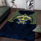 Personalized North Queensland Cowboys Area Rug Polynesian Tribal Pattern Style
