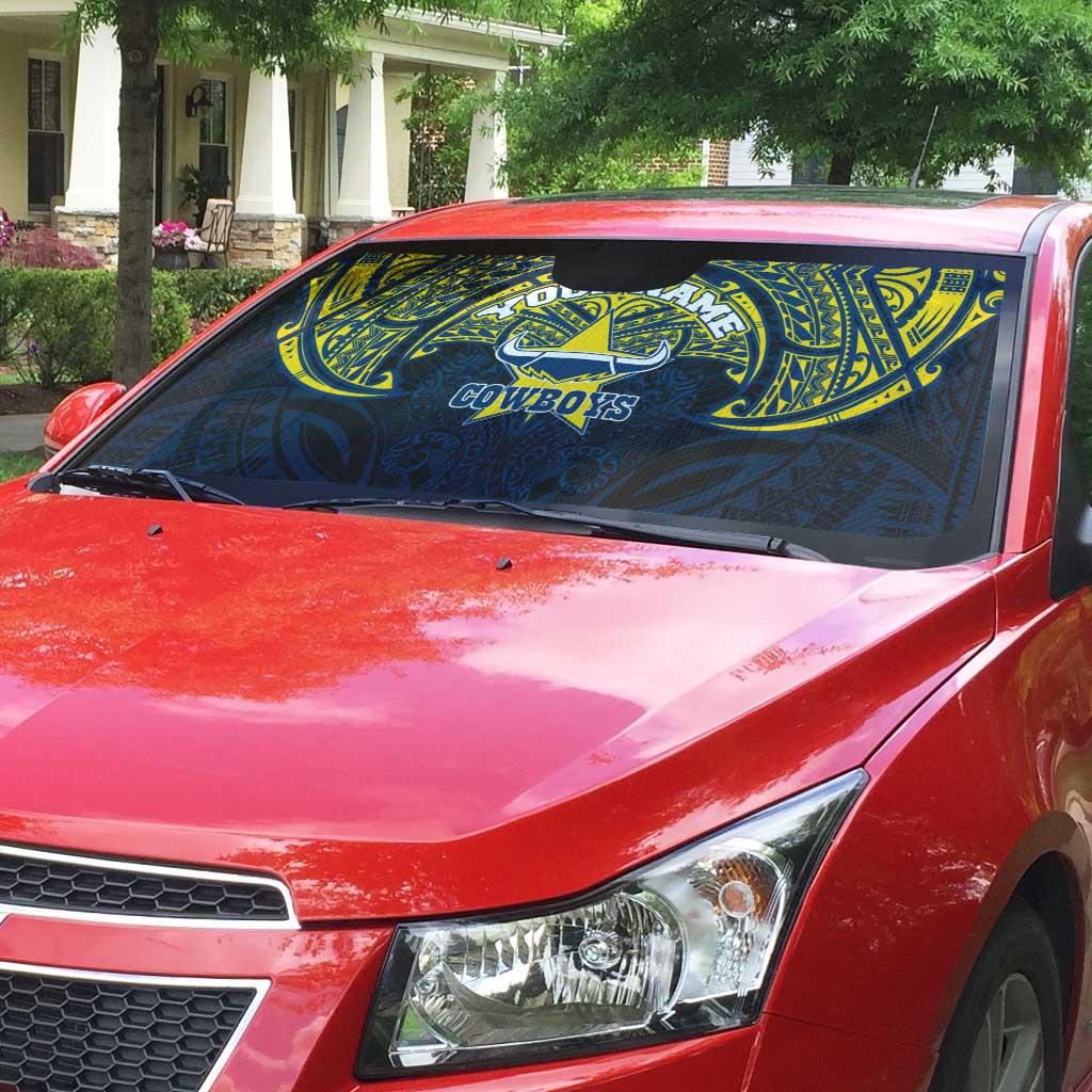 Personalized North Queensland Cowboys Auto Sun Shade Polynesian Tribal Pattern Style