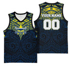 Personalized North Queensland Cowboys Basketball Jersey Polynesian Tribal Pattern Style