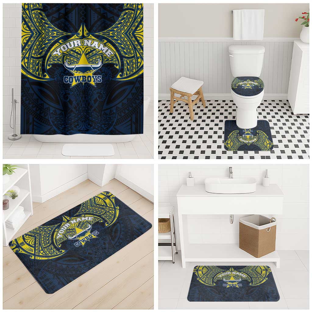Personalized North Queensland Cowboys Bathroom Set Polynesian Tribal Pattern Style