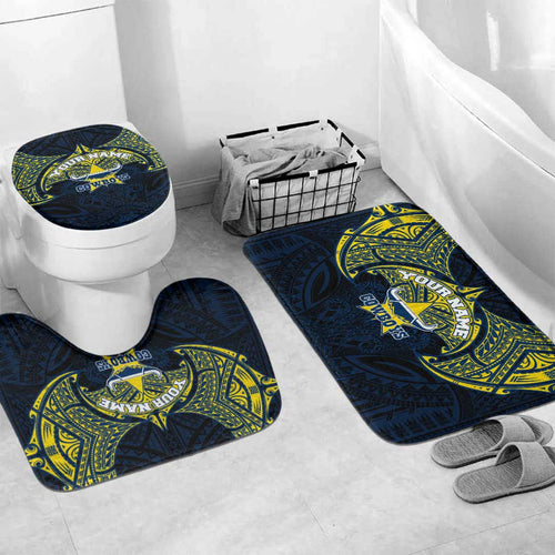 Personalized North Queensland Cowboys Bathroom Set Polynesian Tribal Pattern Style