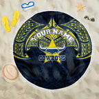 Personalized North Queensland Cowboys Beach Blanket Polynesian Tribal Pattern Style