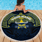 Personalized North Queensland Cowboys Beach Blanket Polynesian Tribal Pattern Style