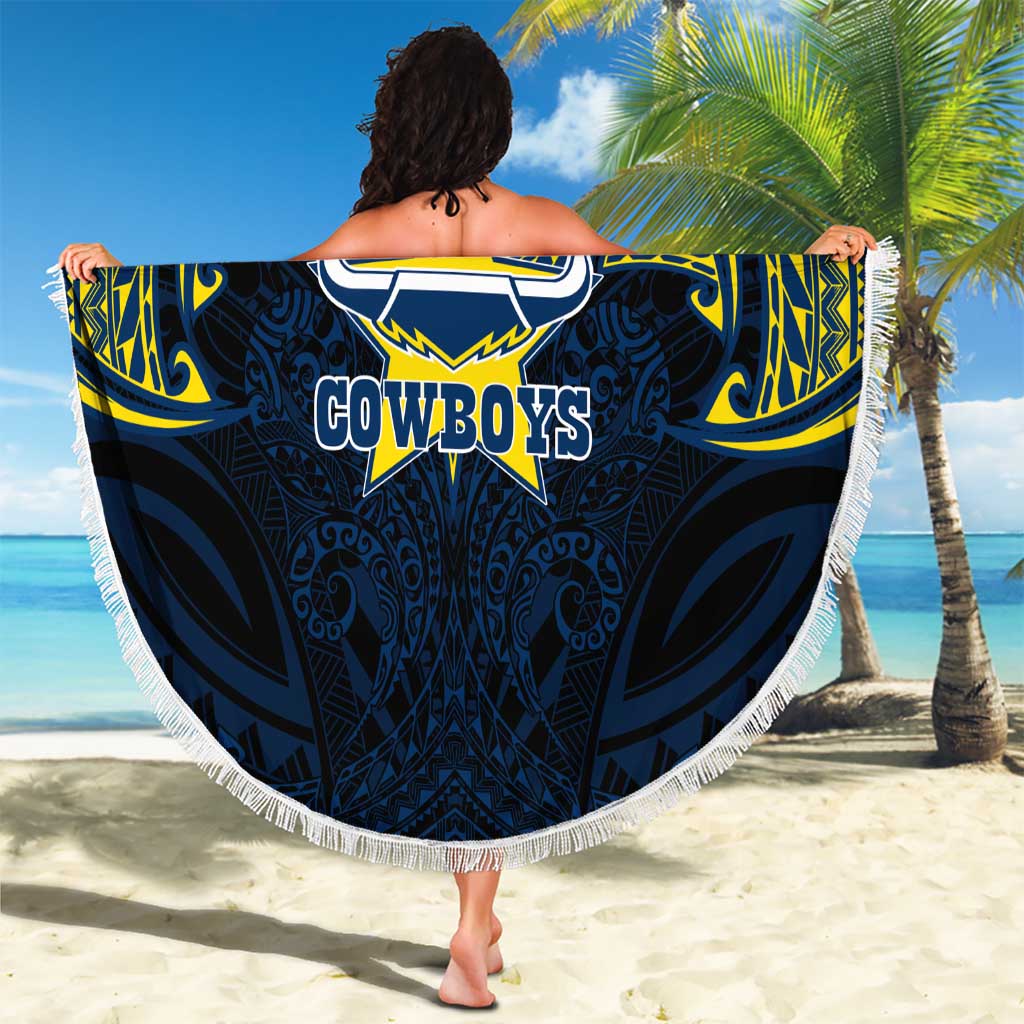 Personalized North Queensland Cowboys Beach Blanket Polynesian Tribal Pattern Style