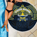 Personalized North Queensland Cowboys Beach Blanket Polynesian Tribal Pattern Style