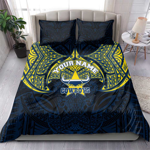 Personalized North Queensland Cowboys Bedding Set Polynesian Tribal Pattern Style