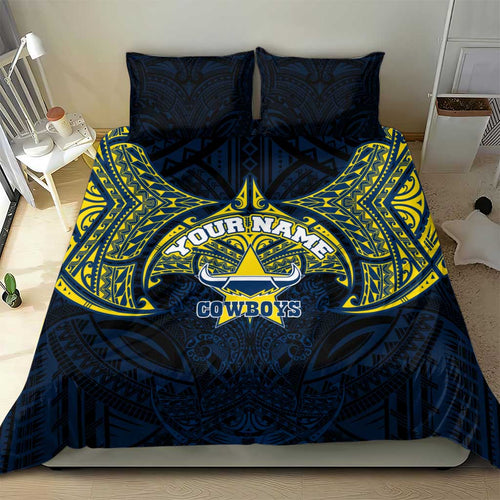 Personalized North Queensland Cowboys Bedding Set Polynesian Tribal Pattern Style