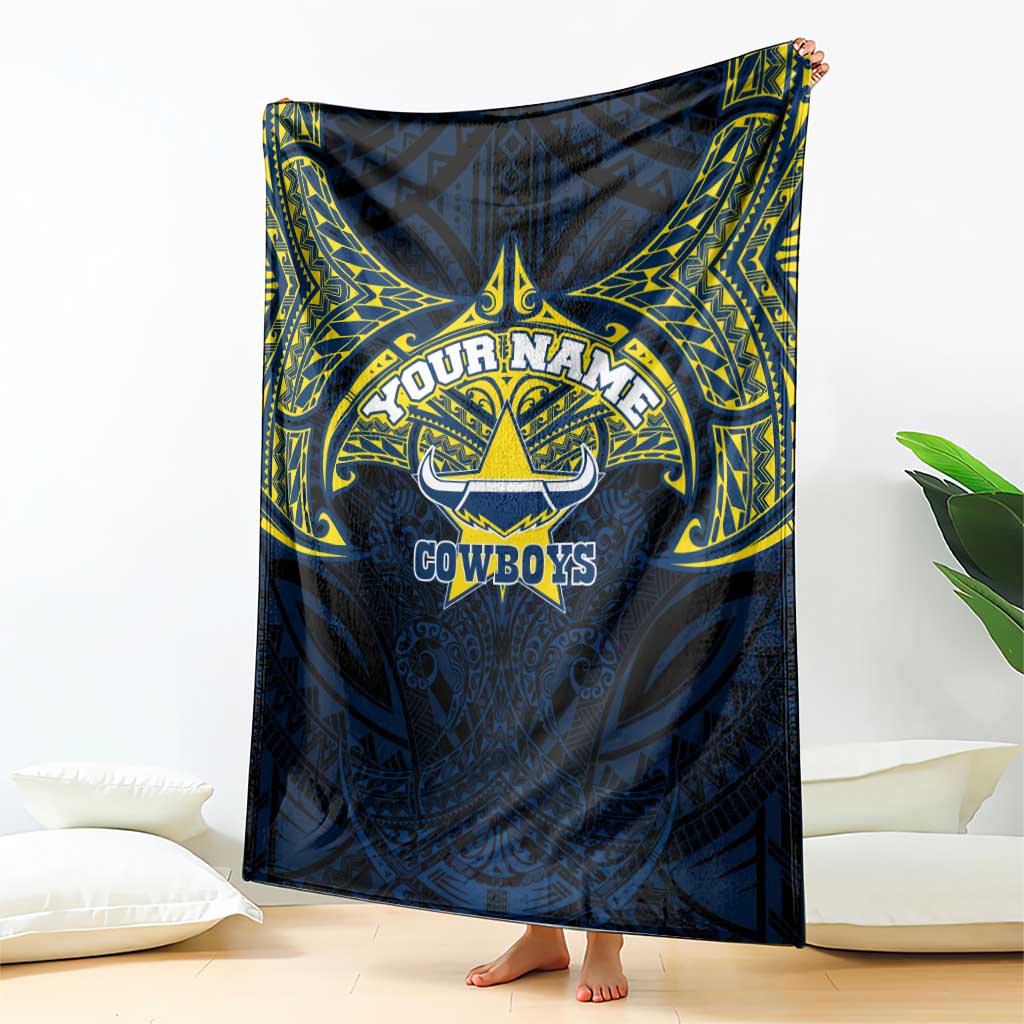 Personalized North Queensland Cowboys Blanket Polynesian Tribal Pattern Style