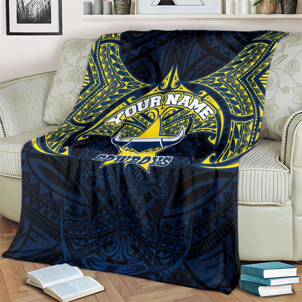 Personalized North Queensland Cowboys Blanket Polynesian Tribal Pattern Style