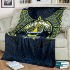 Personalized North Queensland Cowboys Blanket Polynesian Tribal Pattern Style