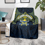 Personalized North Queensland Cowboys Blanket Polynesian Tribal Pattern Style