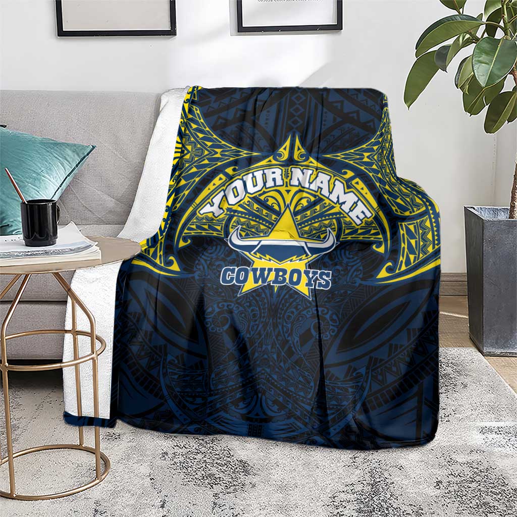 Personalized North Queensland Cowboys Blanket Polynesian Tribal Pattern Style