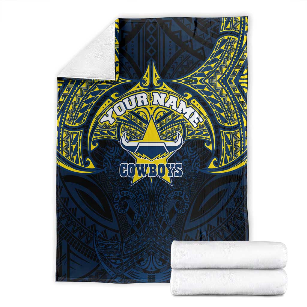Personalized North Queensland Cowboys Blanket Polynesian Tribal Pattern Style