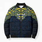 Personalized North Queensland Cowboys Bomber Puffer Jacket Polynesian Tribal Pattern Style