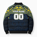Personalized North Queensland Cowboys Bomber Puffer Jacket Polynesian Tribal Pattern Style