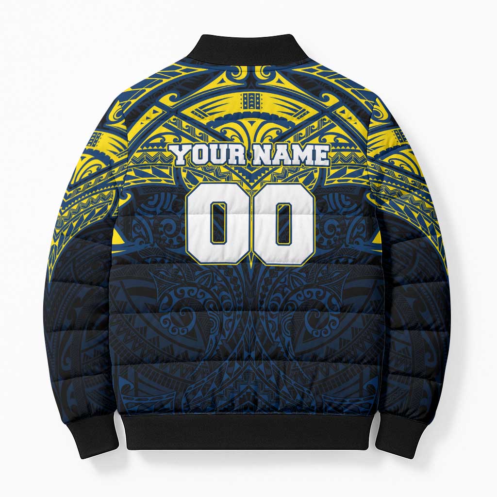 Personalized North Queensland Cowboys Bomber Puffer Jacket Polynesian Tribal Pattern Style