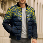 Personalized North Queensland Cowboys Bomber Puffer Jacket Polynesian Tribal Pattern Style