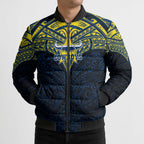 Personalized North Queensland Cowboys Bomber Puffer Jacket Polynesian Tribal Pattern Style