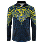 Personalized North Queensland Cowboys Button Sweatshirt Polynesian Tribal Pattern Style