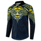 Personalized North Queensland Cowboys Button Sweatshirt Polynesian Tribal Pattern Style
