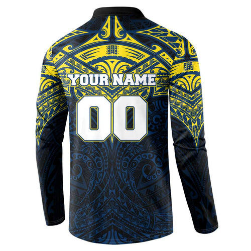Personalized North Queensland Cowboys Button Sweatshirt Polynesian Tribal Pattern Style