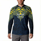 Personalized North Queensland Cowboys Button Sweatshirt Polynesian Tribal Pattern Style