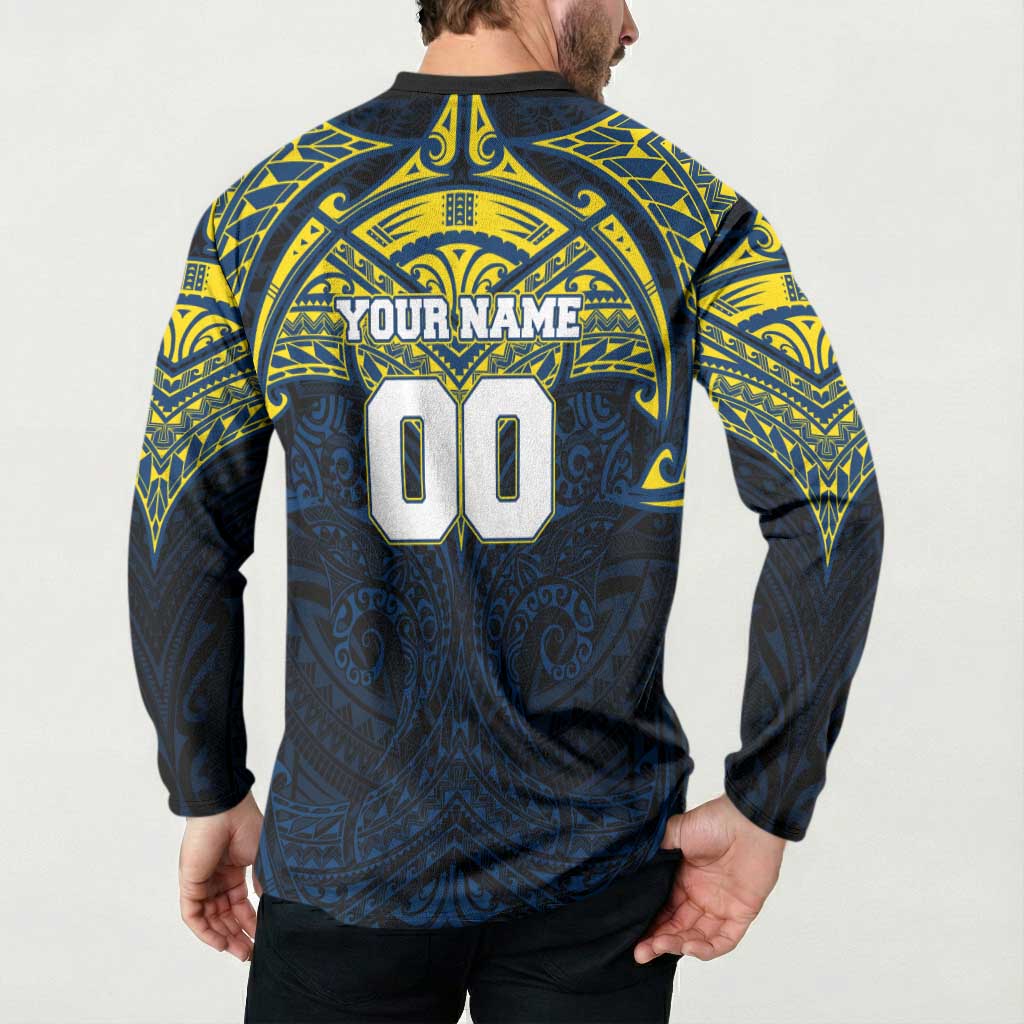 Personalized North Queensland Cowboys Button Sweatshirt Polynesian Tribal Pattern Style