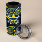 Personalized North Queensland Cowboys 4 in 1 Can Cooler Tumbler Polynesian Tribal Pattern Style