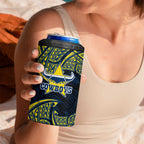 Personalized North Queensland Cowboys 4 in 1 Can Cooler Tumbler Polynesian Tribal Pattern Style