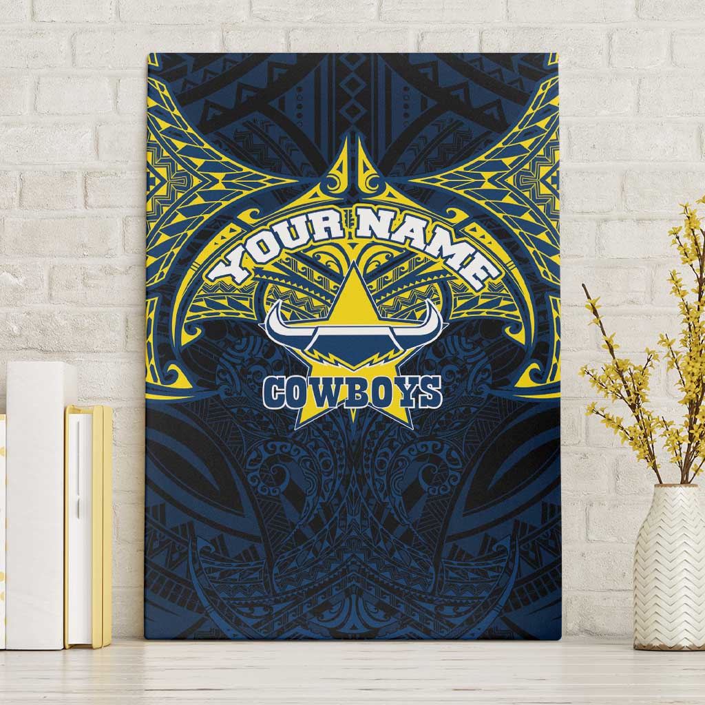 Personalized North Queensland Cowboys Canvas Wall Art Polynesian Tribal Pattern Style