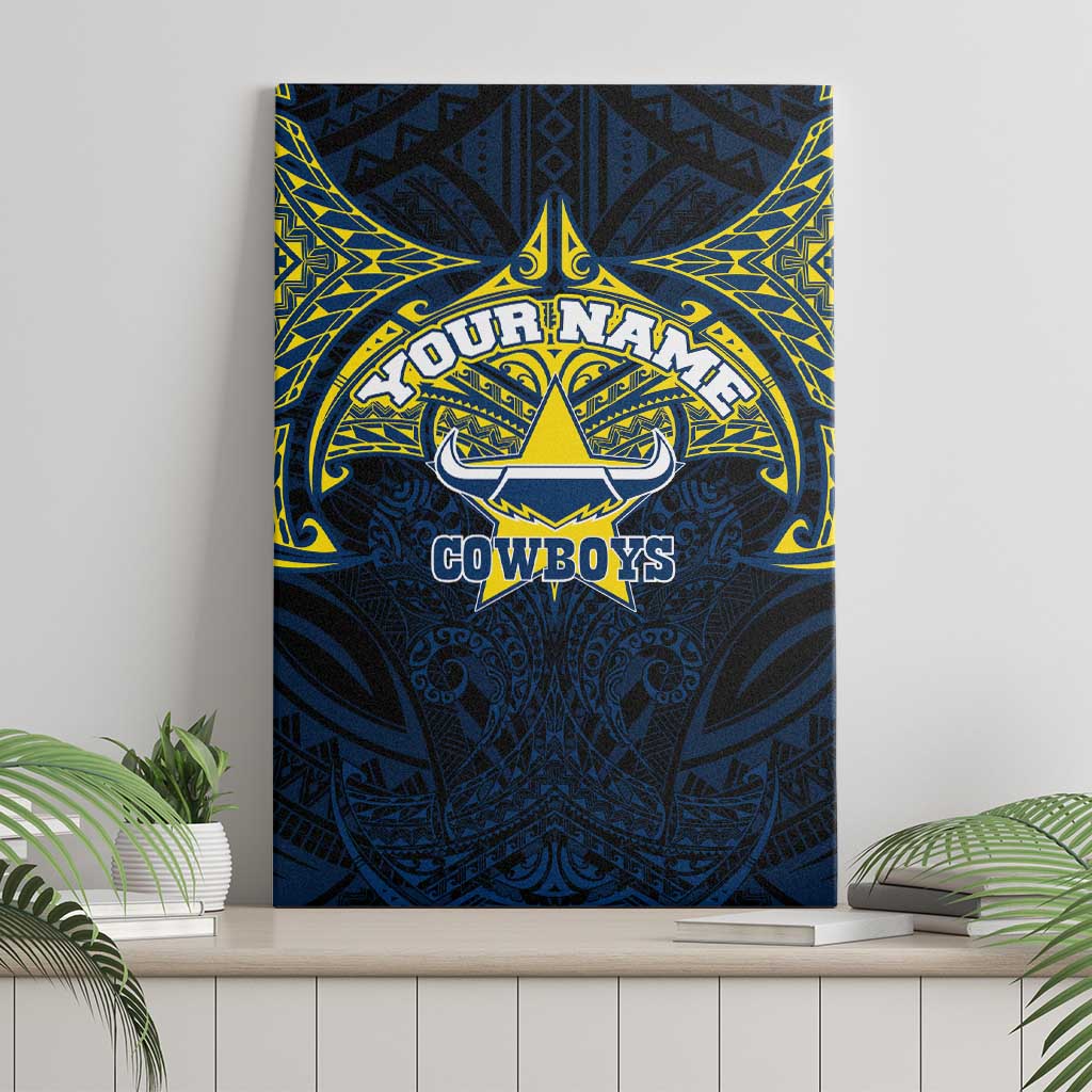 Personalized North Queensland Cowboys Canvas Wall Art Polynesian Tribal Pattern Style