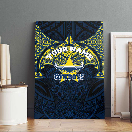 Personalized North Queensland Cowboys Canvas Wall Art Polynesian Tribal Pattern Style