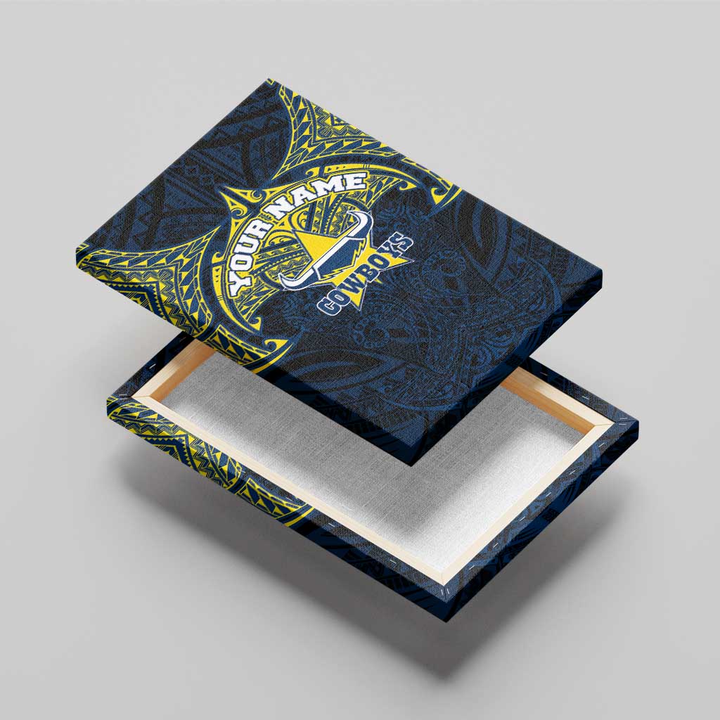 Personalized North Queensland Cowboys Canvas Wall Art Polynesian Tribal Pattern Style