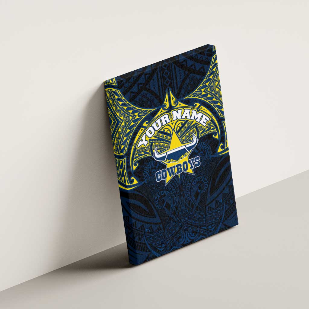 Personalized North Queensland Cowboys Canvas Wall Art Polynesian Tribal Pattern Style