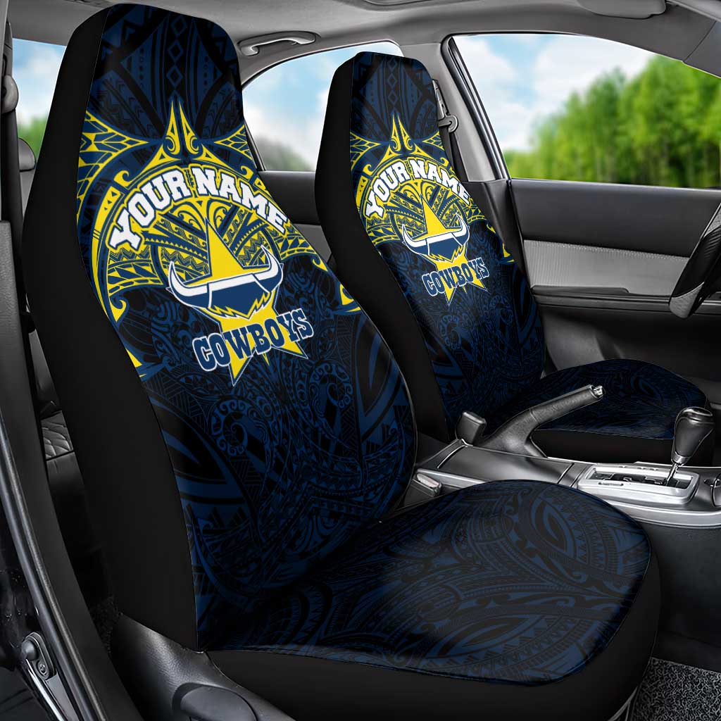 Personalized North Queensland Cowboys Car Seat Cover Polynesian Tribal Pattern Style