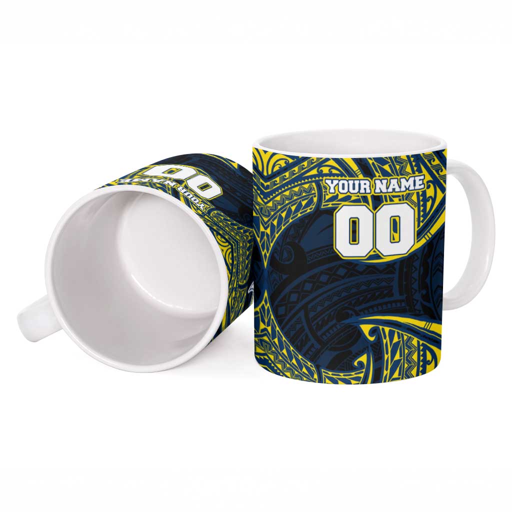 Personalized North Queensland Cowboys Ceramic Mug Polynesian Tribal Pattern Style