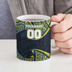 Personalized North Queensland Cowboys Ceramic Mug Polynesian Tribal Pattern Style