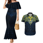 Personalized North Queensland Cowboys Couples Matching Mermaid Dress and Hawaiian Shirt Polynesian Tribal Pattern Style