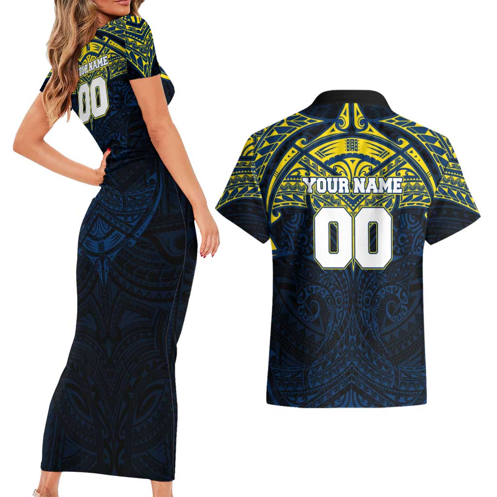 Personalized North Queensland Cowboys Couples Matching Short Sleeve Bodycon Dress and Hawaiian Shirt Polynesian Tribal Pattern Style