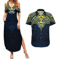 Personalized North Queensland Cowboys Couples Matching Summer Maxi Dress and Hawaiian Shirt Polynesian Tribal Pattern Style