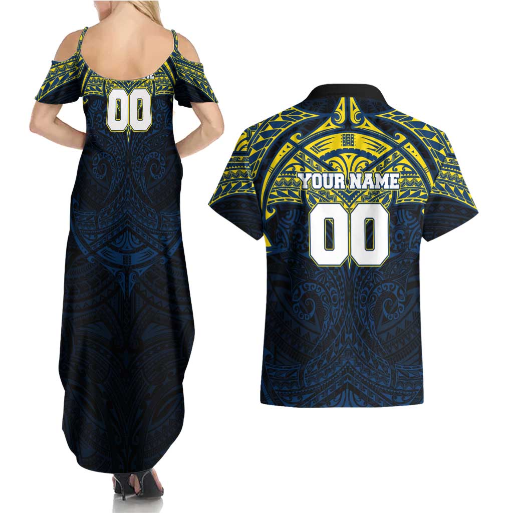 Personalized North Queensland Cowboys Couples Matching Summer Maxi Dress and Hawaiian Shirt Polynesian Tribal Pattern Style
