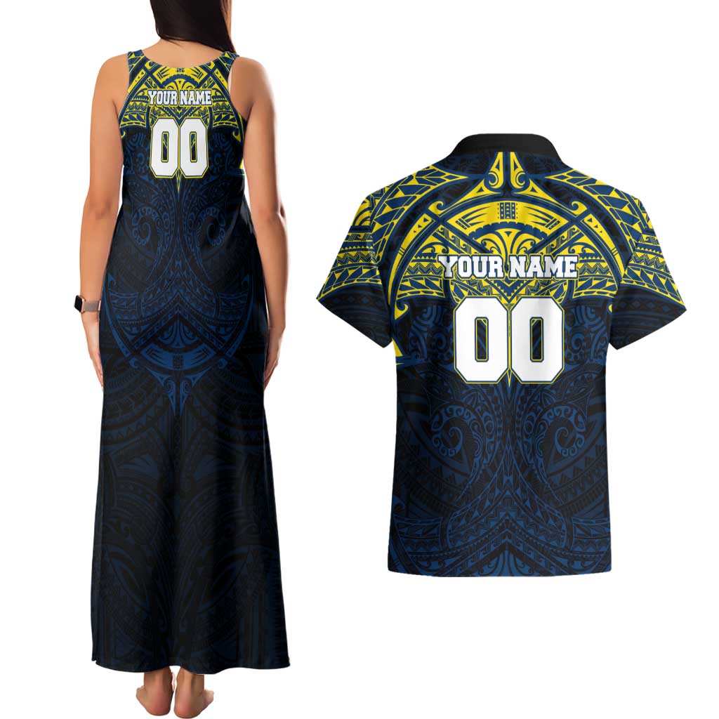Personalized North Queensland Cowboys Couples Matching Tank Maxi Dress and Hawaiian Shirt Polynesian Tribal Pattern Style
