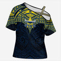 Personalized North Queensland Cowboys Cross Shoulder Shirt Polynesian Tribal Pattern Style