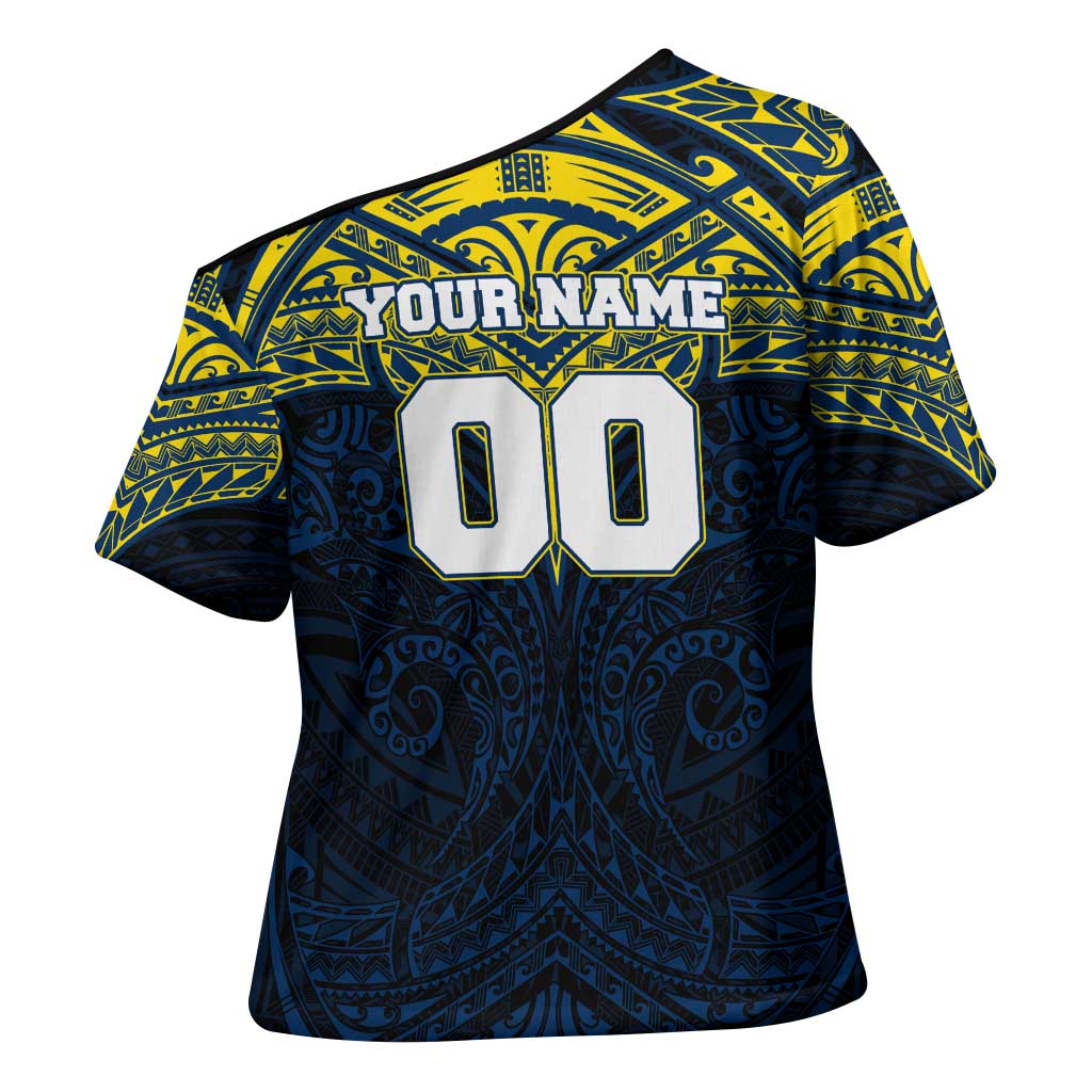 Personalized North Queensland Cowboys Cross Shoulder Shirt Polynesian Tribal Pattern Style