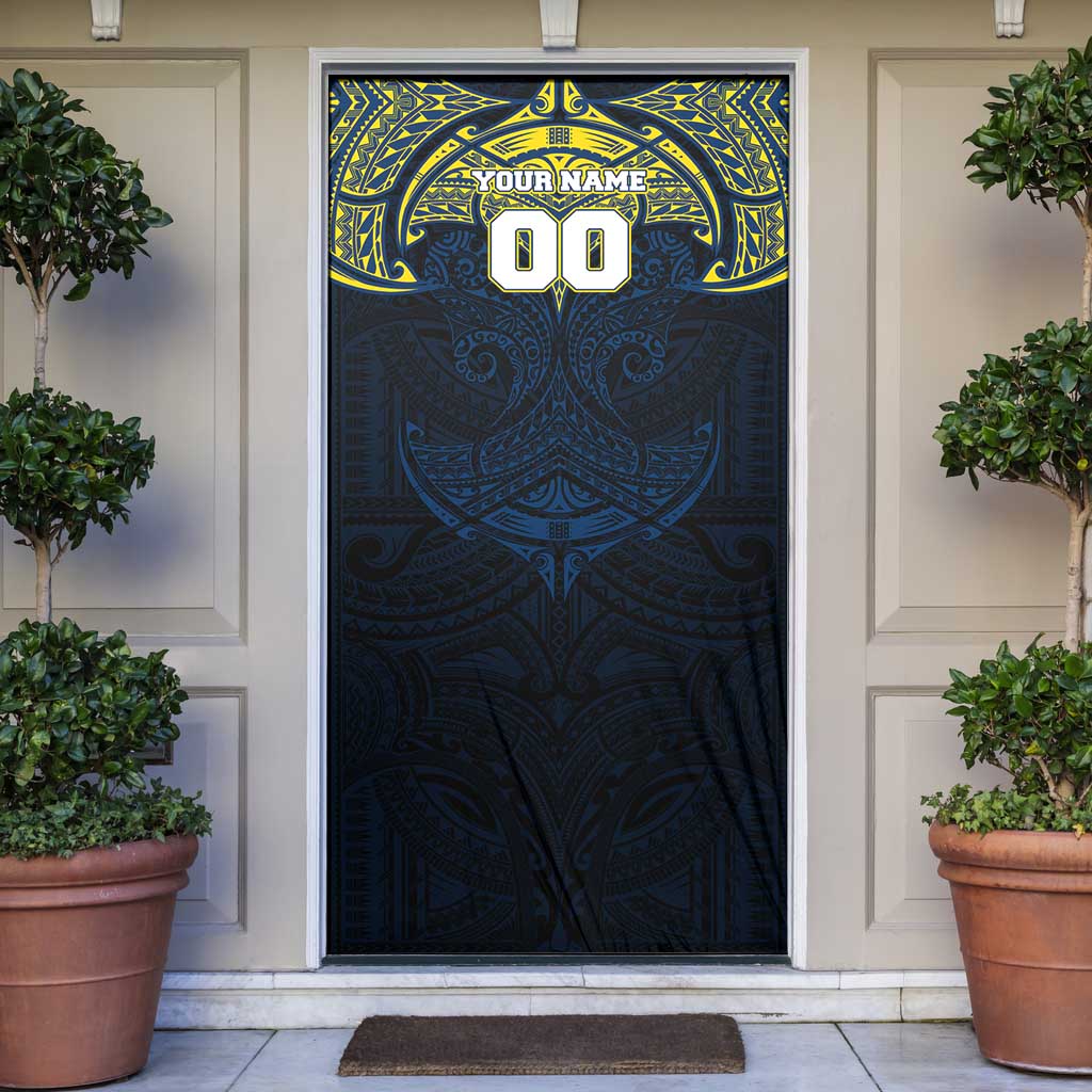Personalized North Queensland Cowboys Door Cover Polynesian Tribal Pattern Style