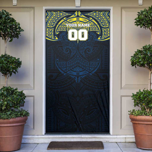 Personalized North Queensland Cowboys Door Cover Polynesian Tribal Pattern Style