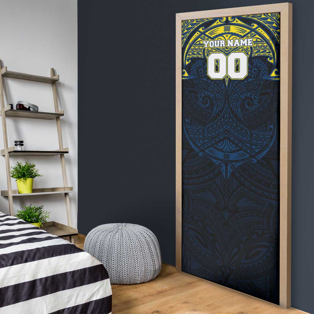 Personalized North Queensland Cowboys Door Cover Polynesian Tribal Pattern Style