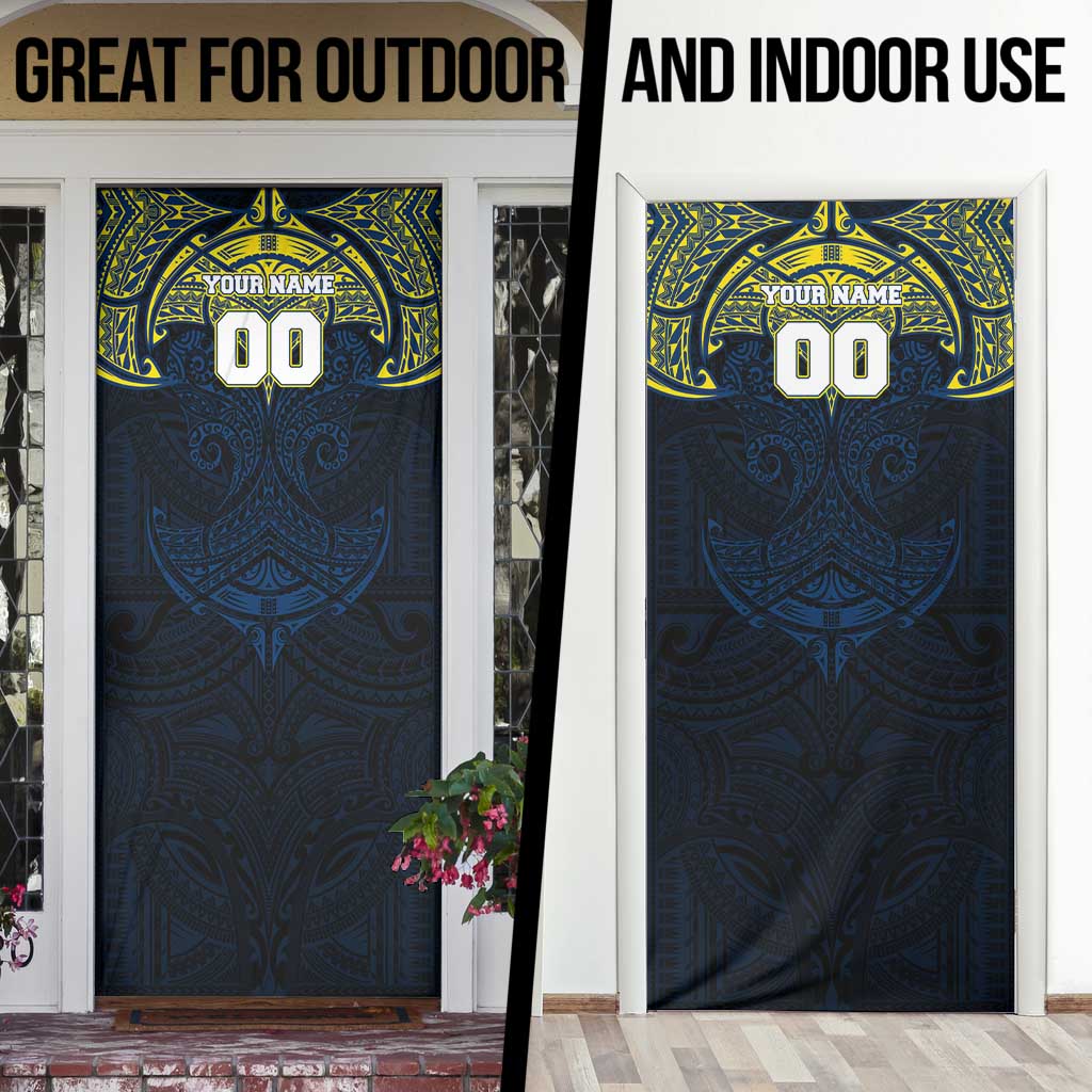 Personalized North Queensland Cowboys Door Cover Polynesian Tribal Pattern Style