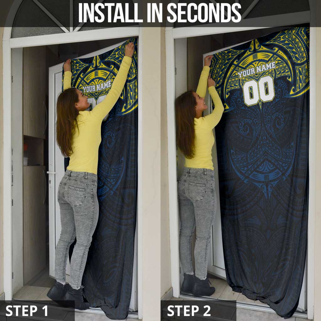 Personalized North Queensland Cowboys Door Cover Polynesian Tribal Pattern Style