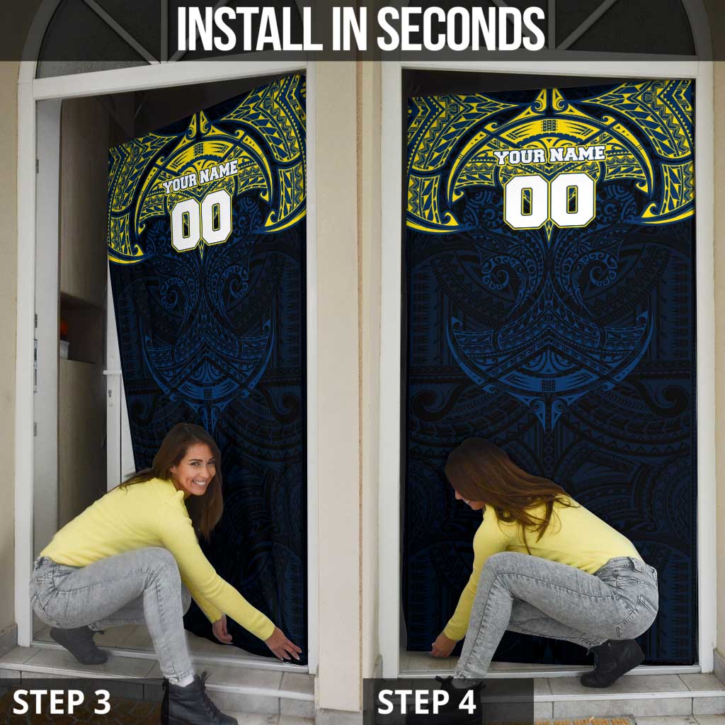 Personalized North Queensland Cowboys Door Cover Polynesian Tribal Pattern Style